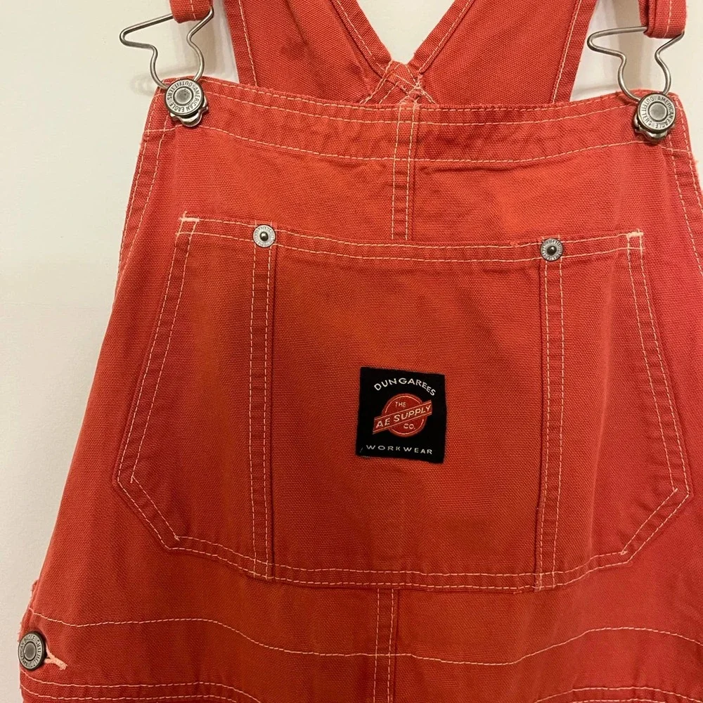 Dungaree Red Overalls denim jumpsuit Size Medium - Picture 2 of 6